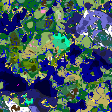Predicted biome map of Java 1.20 seed 2736873433653165277 around estimated spawn