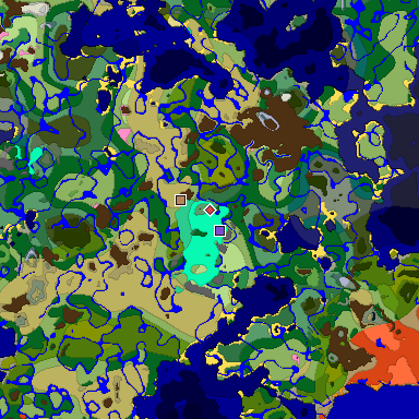 Predicted biome map of Java 1.20 seed 8700455190889630725 around estimated spawn