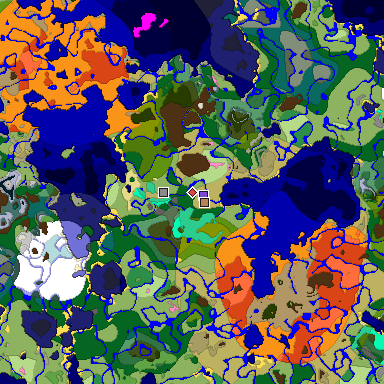 Predicted biome map of Java 1.20 seed -6100483548150971423 around estimated spawn