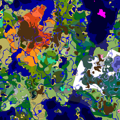 Predicted biome map of Java 1.20 seed -3250187147459587949 around estimated spawn