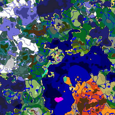 Predicted biome map of Java 1.20 seed -5596530830507057275 around estimated spawn