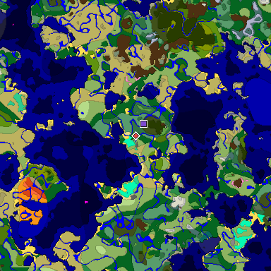 Predicted biome map of Java 1.20 seed -1575370803518585820 around estimated spawn
