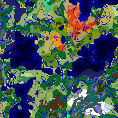 Predicted biome map of Java 1.20 seed -5129212661399436928 around estimated spawn