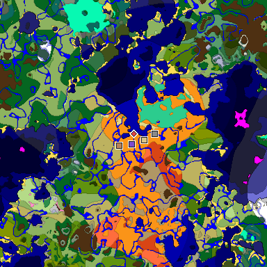 Predicted biome map of Java 1.20 seed 6437065530907038472 around estimated spawn