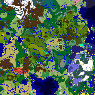 Predicted biome map of Java 1.20 seed -3826472070906023111 around estimated spawn