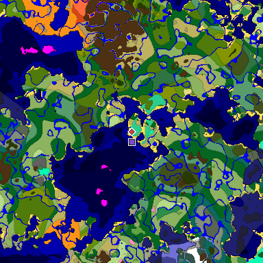 Predicted biome map of Java 1.20 seed -3713626323862452742 around estimated spawn