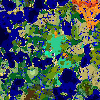 Predicted biome map of Java 1.20 seed 6500967292495849175 around estimated spawn