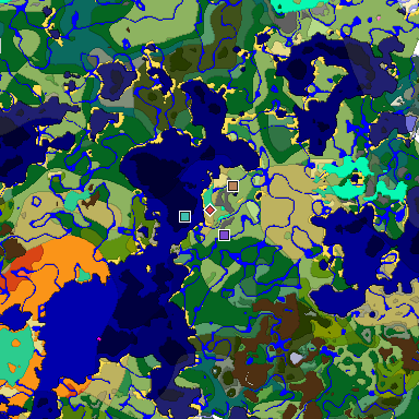 Predicted biome map of Java 1.20 seed 1173395880797956949 around estimated spawn