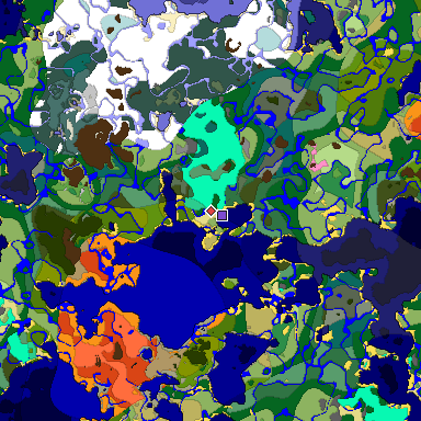 Predicted biome map of Java 1.20 seed -7755940722171044939 around estimated spawn