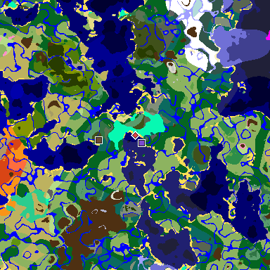 Map of Minecraft seed -9069474513462157998 around spawn