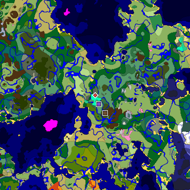Predicted biome map of Java 1.20 seed -5782665736550184905 around estimated spawn