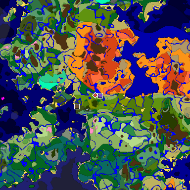 Predicted biome map of Java 1.20 seed 2822255364962160112 around estimated spawn