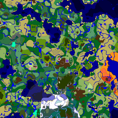 Predicted biome map of Java 1.20 seed -9023488917740544934 around estimated spawn