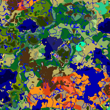 Predicted biome map of Java 1.20 seed -540088344668213643 around estimated spawn