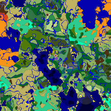 Predicted biome map of Java 1.20 seed -5664782802398022271 around estimated spawn