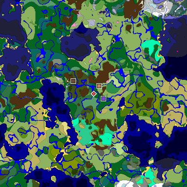 Predicted biome map of Java 1.20 seed 6951016248630054144 around estimated spawn