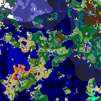 Predicted biome map of Java 1.20 seed 6709192633963050797 around estimated spawn