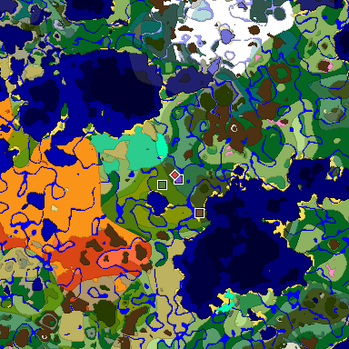 Predicted biome map of Java 1.20 seed -4081345985035199839 around estimated spawn