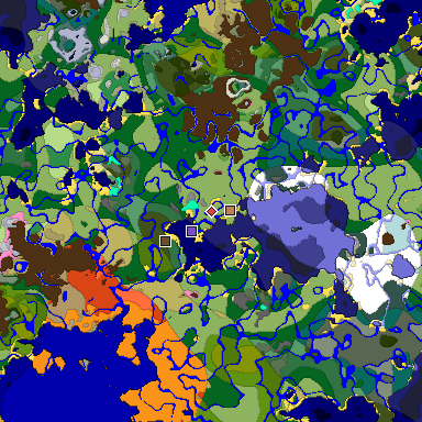 Predicted biome map of Java 1.20 seed 7760943974330813839 around estimated spawn
