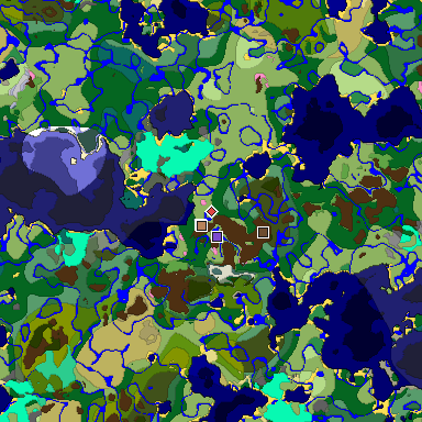 Predicted biome map of Java 1.20 seed -3357810046107296697 around estimated spawn