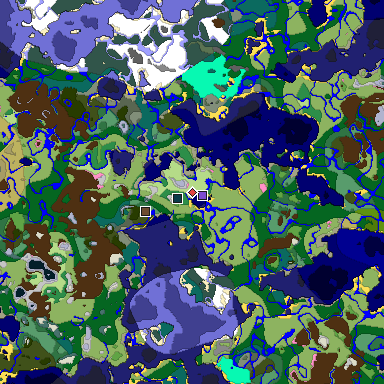 Predicted biome map of Java 1.20 seed -6114694433289861793 around estimated spawn