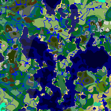 Map of Minecraft seed 7250766782450418954 around spawn