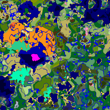 Predicted biome map of Java 1.20 seed 8544212644247966090 around estimated spawn