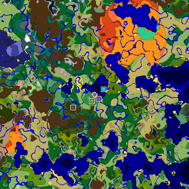 Predicted biome map of Java 1.20 seed 4847915803935836350 around estimated spawn