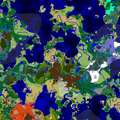 Predicted biome map of Java 1.20 seed -6975892773448359655 around estimated spawn