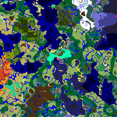 Predicted biome map of Java 1.20 seed -9069474513462157998 around estimated spawn