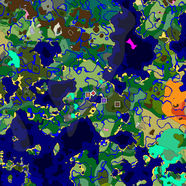 Predicted biome map of Java 1.20 seed -1194399872855304304 around estimated spawn