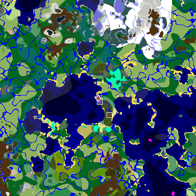 Map of Minecraft seed 2253477082641145463 around spawn