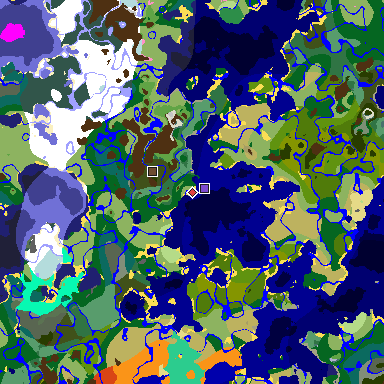 Map of Minecraft seed 7067376782337467558 around spawn