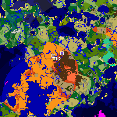 Predicted biome map of Java 1.20 seed -8612008165098735208 around estimated spawn