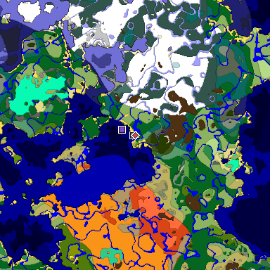 Predicted biome map of Java 1.20 seed -7302169454265320478 around estimated spawn