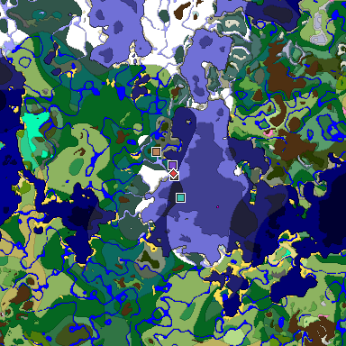 Predicted biome map of Java 1.20 seed -2332139352413427716 around estimated spawn