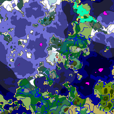 Predicted biome map of Java 1.20 seed -6525857261192434994 around estimated spawn