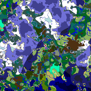 Predicted biome map of Java 1.20 seed 2632582629883881204 around estimated spawn