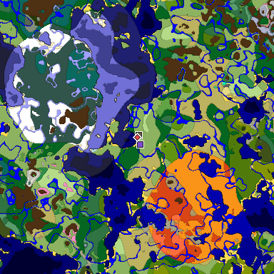 Predicted biome map of Java 1.20 seed 1279208199465250759 around estimated spawn