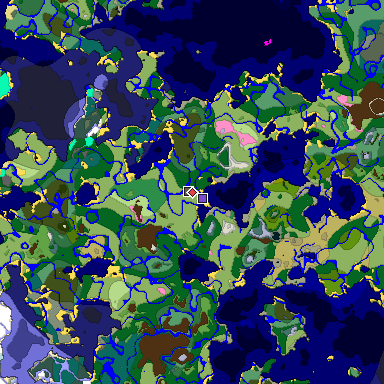 Predicted biome map of Java 1.20 seed -4333637033827955503 around estimated spawn