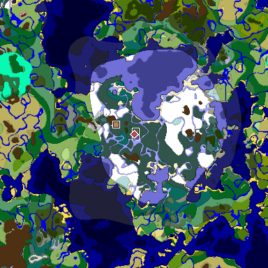Predicted biome map of Java 1.20 seed -3642941330729453536 around estimated spawn