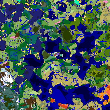 Predicted biome map of Java 1.20 seed -6178446779367317341 around estimated spawn