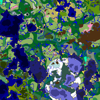 Predicted biome map of Java 1.20 seed 7200746114014879453 around estimated spawn