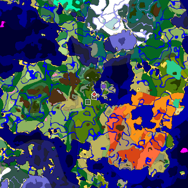 Predicted biome map of Java 1.20 seed 9113879515159491645 around estimated spawn