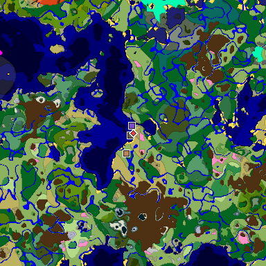 Predicted biome map of Java 1.20 seed 7878957371428137072 around estimated spawn