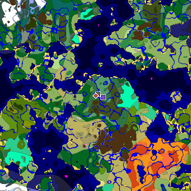 Predicted biome map of Java 1.20 seed 6084724857743911540 around estimated spawn