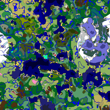 Predicted biome map of Java 1.20 seed 2600755053451353868 around estimated spawn