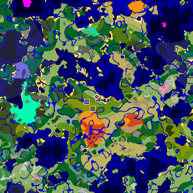 Predicted biome map of Java 1.20 seed -8285613672984533167 around estimated spawn
