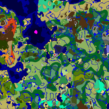 Predicted biome map of Java 1.20 seed -4651258835262102493 around estimated spawn