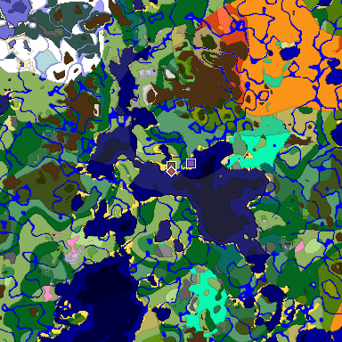Predicted biome map of Java 1.20 seed 7231612696418804290 around estimated spawn